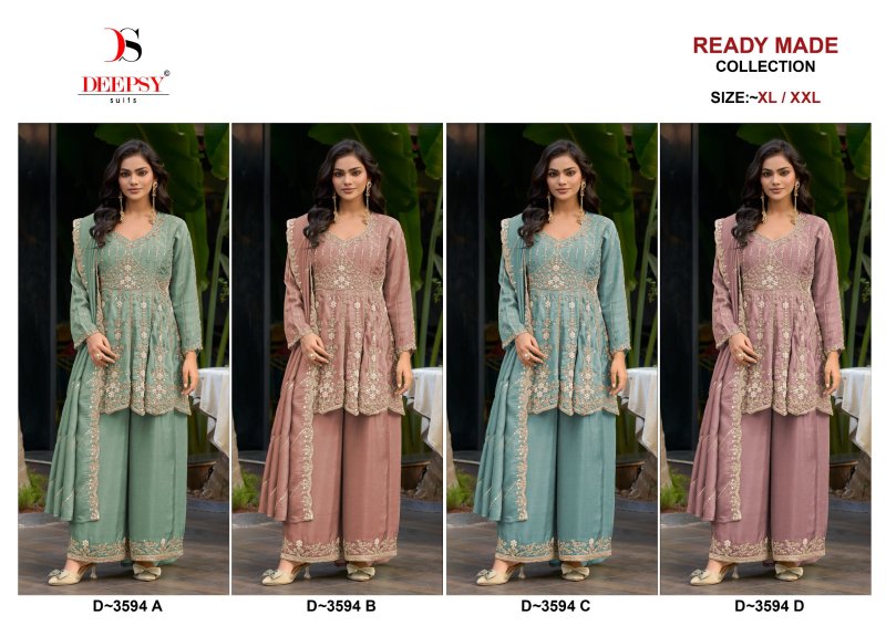 D 3594 A To D By Deepsy Viscose Tissue Silk Readymade Pakistani Suits